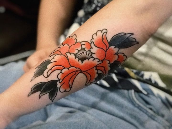 Peony  Chrysanthemum Floral Neotraditional Tattoo Flash Sheet Art Pri   Morningstar Tattoo