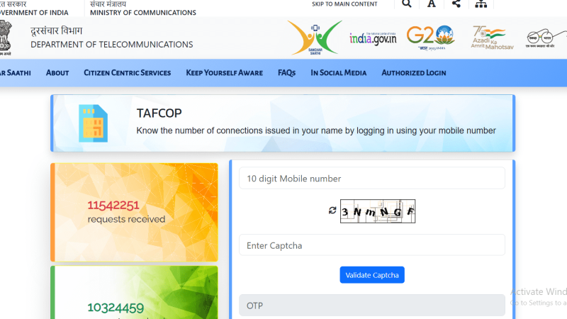 TAFCOP Portal Login: Know the Number of Connections on Your Name