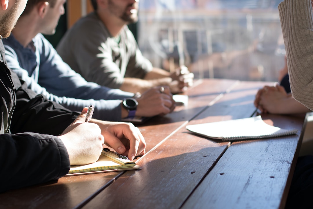 A team holding a project management meeting